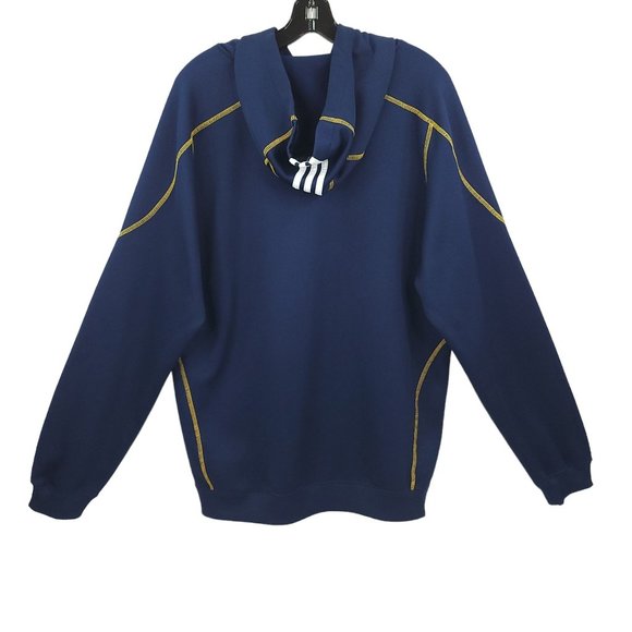 Adidas Navy Annapolis Hoodie Pullover Sweatshirt Men M Blue Gold Long Sleeve - Picture 2 of 14